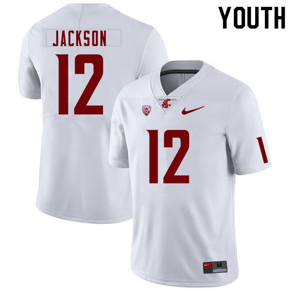 Youth #12 Chris Jackson Washington State Cougars College Football Jerseys Sale-White